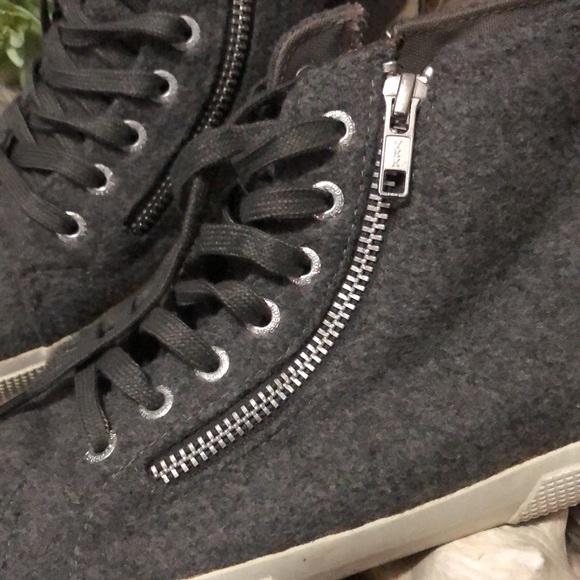 Superga Wool Blend HighTops-Gray-Sz 39.5-Side Zip Details/Lace Up Front - Picture 3 of 16